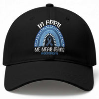 Denim Day Awareness Baseball Cap In April We Wear Jeans Rainbow