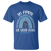 Denim Day Awareness T Shirt In April We Wear Jeans Rainbow