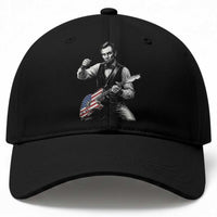 Abraham Lincoln Playing Guitar Vintage American Flag Baseball Cap