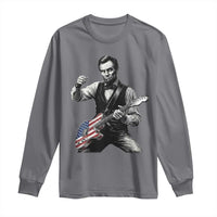 Abraham Lincoln Playing Guitar Vintage American Flag Long Sleeve Shirt
