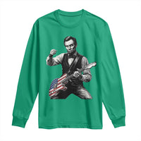Abraham Lincoln Playing Guitar Vintage American Flag Long Sleeve Shirt
