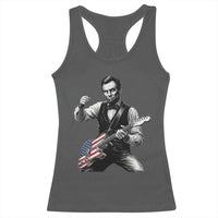 Abraham Lincoln Playing Guitar Vintage American Flag Racerback Tank Top