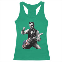 Abraham Lincoln Playing Guitar Vintage American Flag Racerback Tank Top