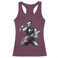 Abraham Lincoln Playing Guitar Vintage American Flag Racerback Tank Top