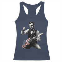 Abraham Lincoln Playing Guitar Vintage American Flag Racerback Tank Top