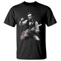 Abraham Lincoln Playing Guitar Vintage American Flag T Shirt