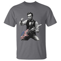 Abraham Lincoln Playing Guitar Vintage American Flag T Shirt