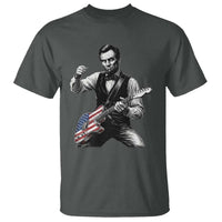 Abraham Lincoln Playing Guitar Vintage American Flag T Shirt