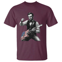 Abraham Lincoln Playing Guitar Vintage American Flag T Shirt