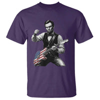 Abraham Lincoln Playing Guitar Vintage American Flag T Shirt