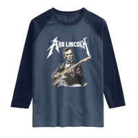 Abe Lincoln Playing Electric Guitar Rocker Raglan Shirt