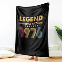 May 50th Birthday Throw Blanket Legends Since May 1976 Retro Bday