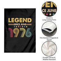June 50th Birthday Garden Flag Legends Since June 1976 Retro Bday