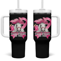 Talk Derby To Me Tumbler With Handle Funny Horse Racing Oaks Derby Day Pink Ribbon