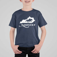 Kentucky Horse Map State Derby Day T Shirt For Kid