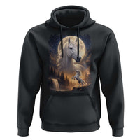 Horse Neighing To The Moon Hoodie Vintage 90s Animal Horse Lover Equestrian