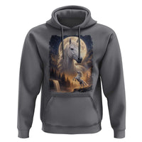 Horse Neighing To The Moon Hoodie Vintage 90s Animal Horse Lover Equestrian