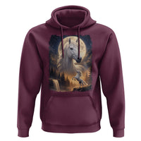Horse Neighing To The Moon Hoodie Vintage 90s Animal Horse Lover Equestrian
