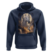 Horse Neighing To The Moon Hoodie Vintage 90s Animal Horse Lover Equestrian