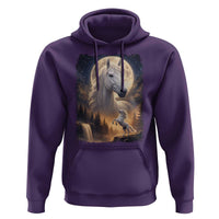 Horse Neighing To The Moon Hoodie Vintage 90s Animal Horse Lover Equestrian