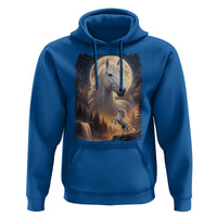 Horse Neighing To The Moon Hoodie Vintage 90s Animal Horse Lover Equestrian