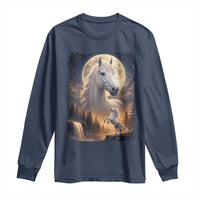 Horse Neighing To The Moon Long Sleeve Shirt Vintage 90s Animal Horse Lover Equestrian
