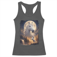 Horse Neighing To The Moon Racerback Tank Top Vintage 90s Animal Horse Lover Equestrian