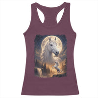 Horse Neighing To The Moon Racerback Tank Top Vintage 90s Animal Horse Lover Equestrian