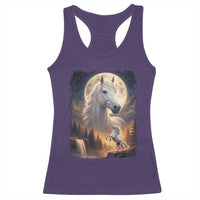 Horse Neighing To The Moon Racerback Tank Top Vintage 90s Animal Horse Lover Equestrian