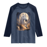 Horse Neighing To The Moon Raglan Shirt Vintage 90s Animal Horse Lover Equestrian