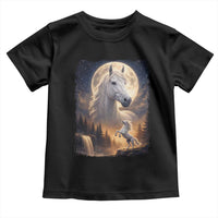 Horse Neighing To The Moon Toddler T Shirt Vintage 90s Animal Horse Lover Equestrian