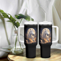 Horse Neighing To The Moon Tumbler With Handle Vintage 90s Animal Horse Lover Equestrian