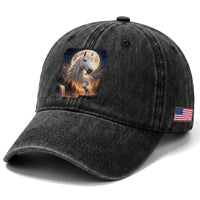 Horse Neighing To The Moon Washed Cotton Baseball Cap Vintage 90s Animal Horse Lover Equestrian
