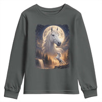 Horse Neighing To The Moon Youth Sweatshirt Vintage 90s Animal Horse Lover Equestrian