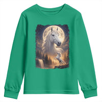 Horse Neighing To The Moon Youth Sweatshirt Vintage 90s Animal Horse Lover Equestrian