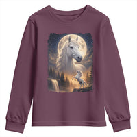 Horse Neighing To The Moon Youth Sweatshirt Vintage 90s Animal Horse Lover Equestrian