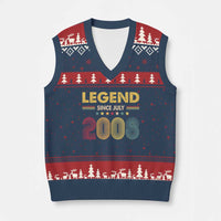 July 18th Birthday V-Neck Knit Sweater Vest Legends Since July 2008 Retro Bday