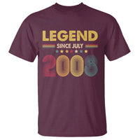 July 18th Birthday T Shirt Legends Since July 2008 Retro Bday