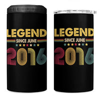 June 10th Birthday 4 in 1 Can Cooler Tumbler Legends Since June 2016 Retro Bday