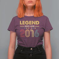 June 10th Birthday T Shirt For Women Legends Since June 2016 Retro Bday