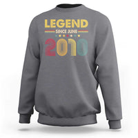 June 16th Birthday Sweatshirt Legends Since June 2010 Retro Bday