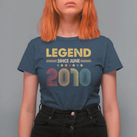 June 16th Birthday T Shirt For Women Legends Since June 2010 Retro Bday