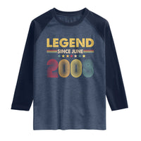 June 18th Birthday Raglan Shirt Legends Since June 2008 Retro Bday