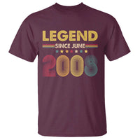 June 18th Birthday T Shirt Legends Since June 2008 Retro Bday