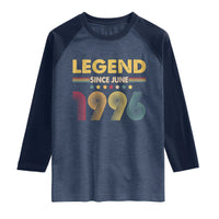 June 30th Birthday Raglan Shirt Legends Since June 1996 Retro Bday