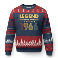 June 60th Birthday Ugly Christmas Sweater Legends Since June 1966 Retro Bday