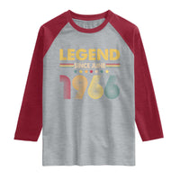 June 60th Birthday Raglan Shirt Legends Since June 1966 Retro Bday