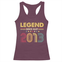 May 13th Birthday Racerback Tank Top Legends Since May 2013 Retro Bday