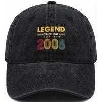 May 18th Birthday Washed Cotton Baseball Cap Legends Since May 2008 Retro Bday
