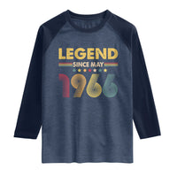 May 60th Birthday Raglan Shirt Legends Since May 1966 Retro Bday